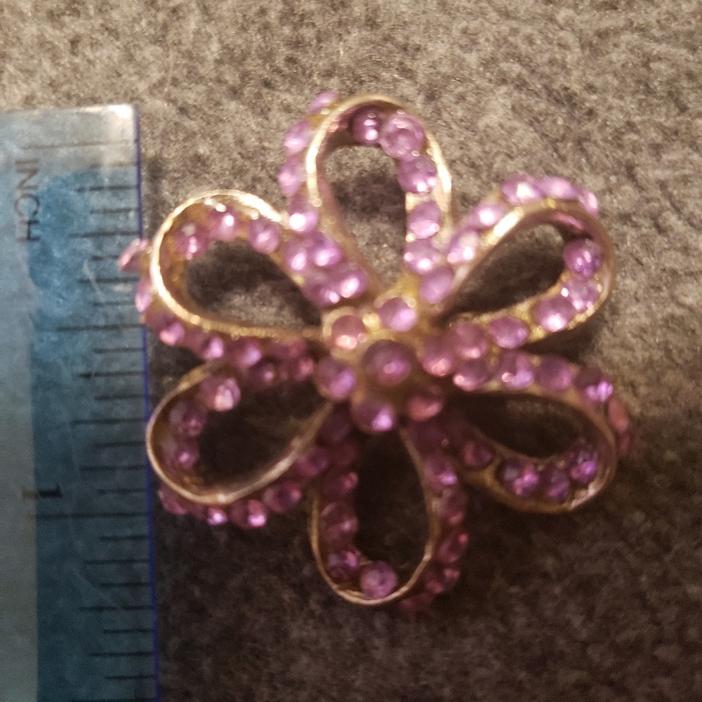 Pink crystal costume lapel pin